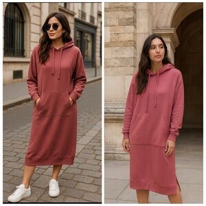 Charles Henry Pink Knit Hoodie Sweatshirt Midi Dress XS NWT